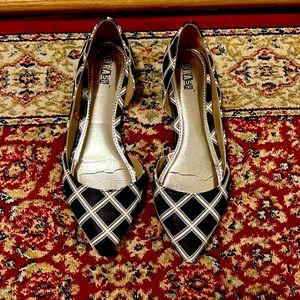 Black and white plaid flats pointy toe